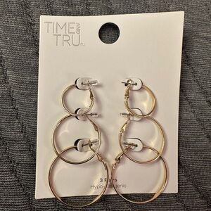 Time and Tru Gold Hoop Earring Trio